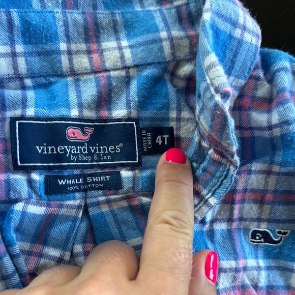 Vineyard Vines Classic Blue and Pink Plaid Shirt - Picture 2 of 3